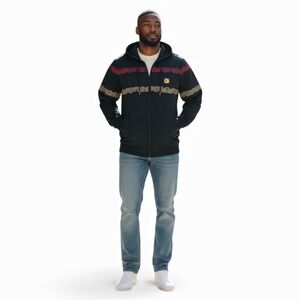 Authentic Cookies Montego Hoodie Track Jacket Black with Rasta Colors Size M